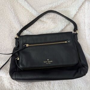 kate spade Black Pebbled Leather Shoulder Bag with Gold Hardware
